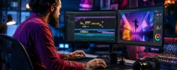 Motion Graphics Designer creating animated videos, visual effects, and digital content using professional video editing and animation software.